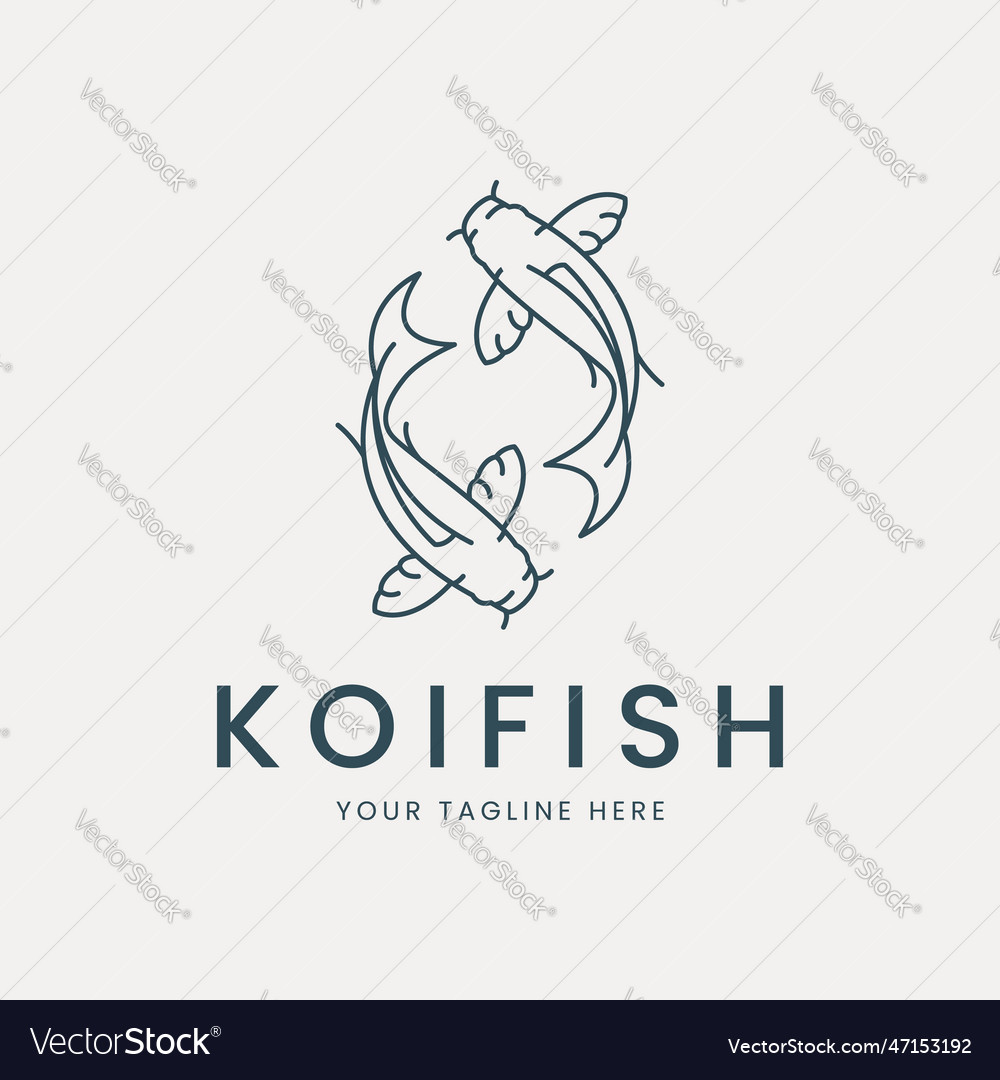 Koi Fish Line Art Logo Template Design Pisces Vector Image