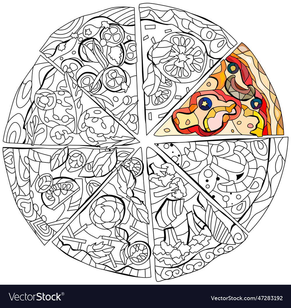 Set of slices pizza decorative entangle Royalty Free Vector