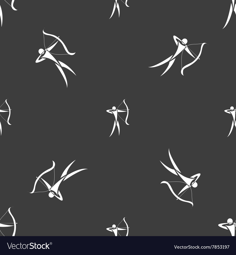 Archery icon sign seamless pattern on a gray