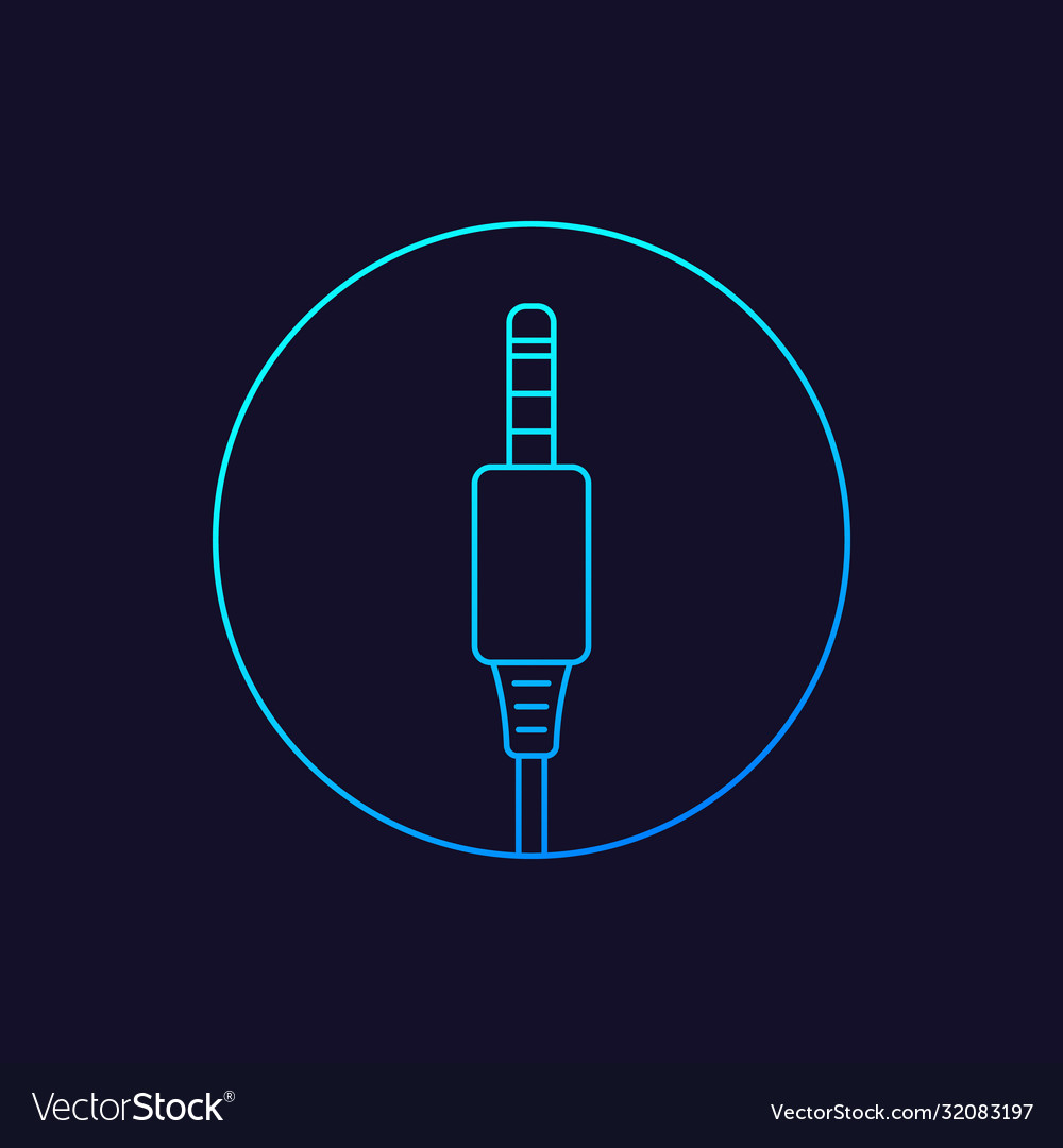 Audio cable jack connector linear icon