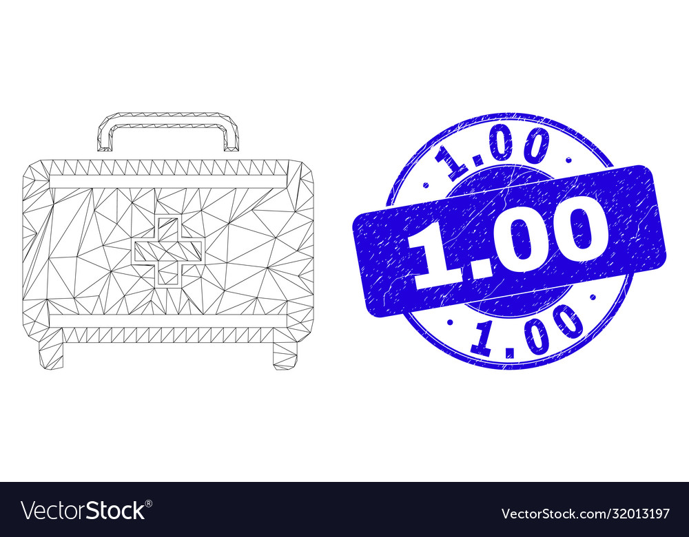 Blue scratched 100 stamp seal and web carcass