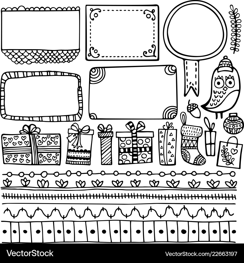 Bullet journal hand drawn elements Royalty Free Vector Image