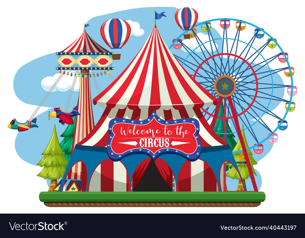 Circus Dome At Amusement Park On White Background Vector Image