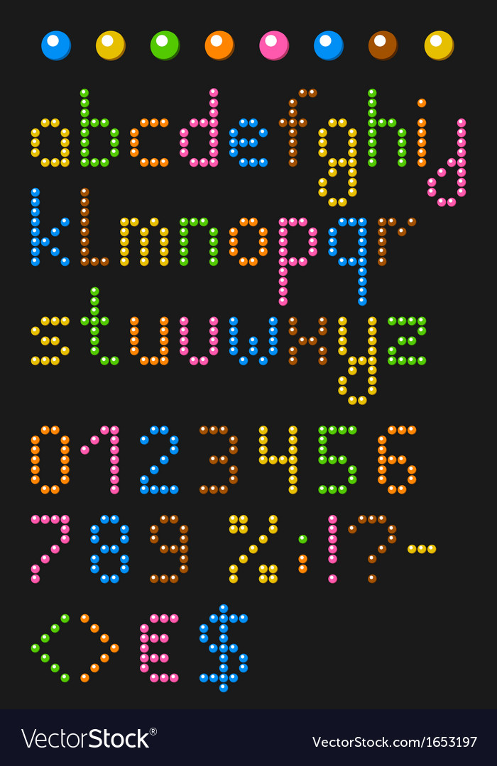 Colorful beaded lowercase english alphabet