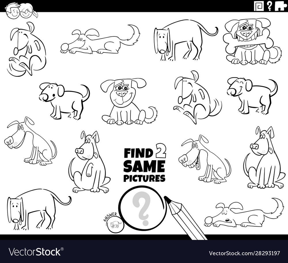 Find two same dogs game coloring book