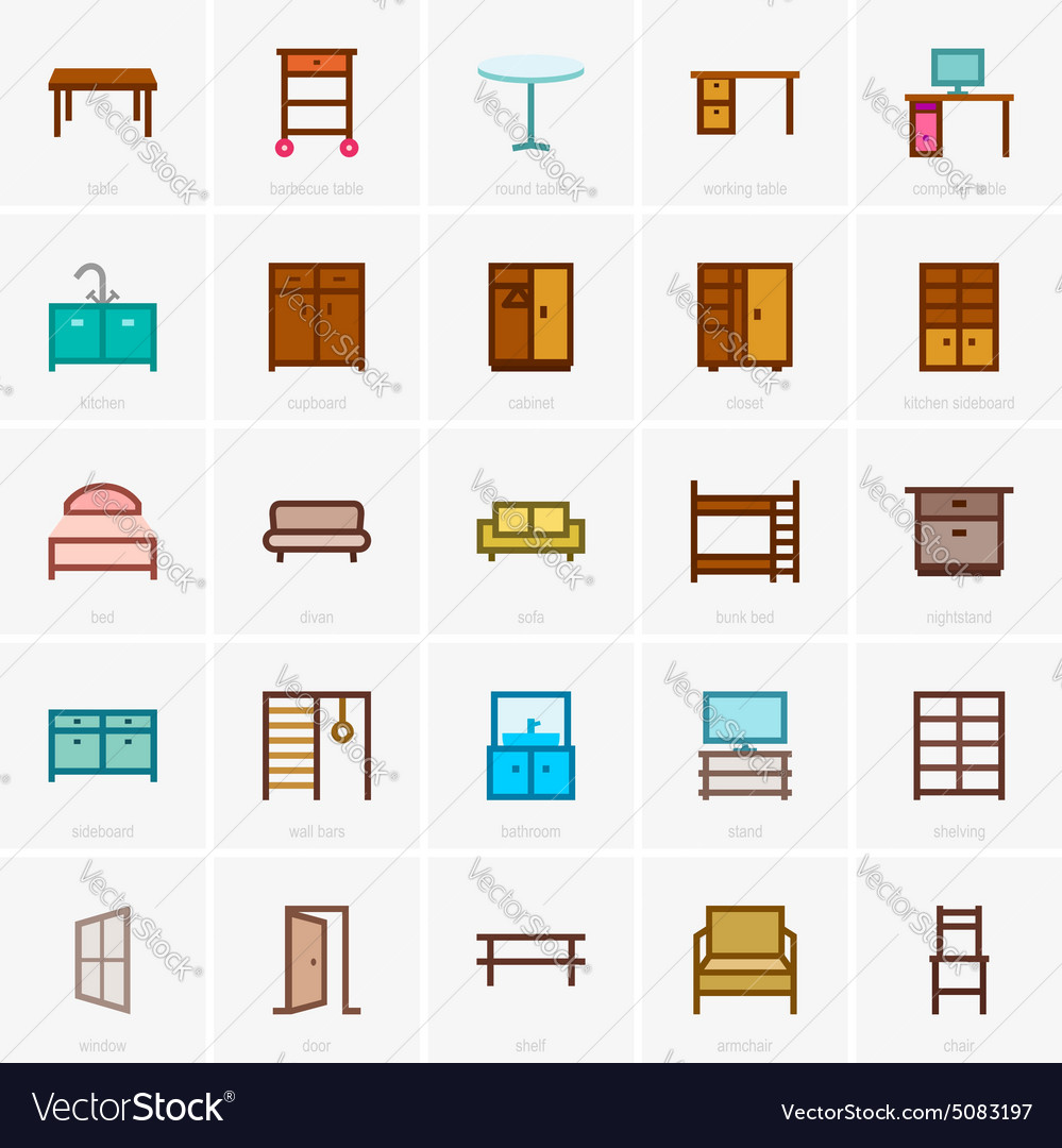 Furniture icons color version