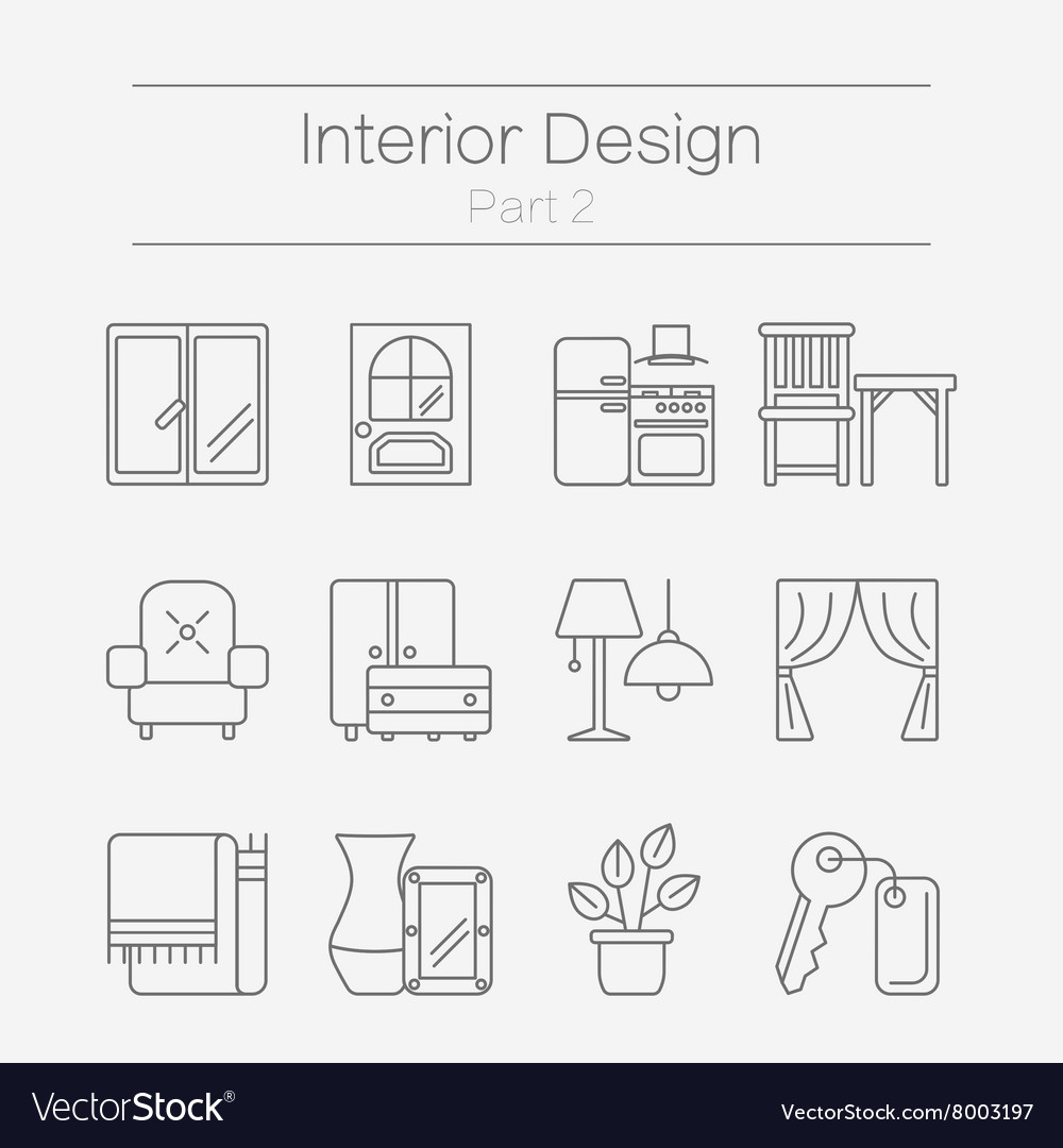 Interor design icons isolated