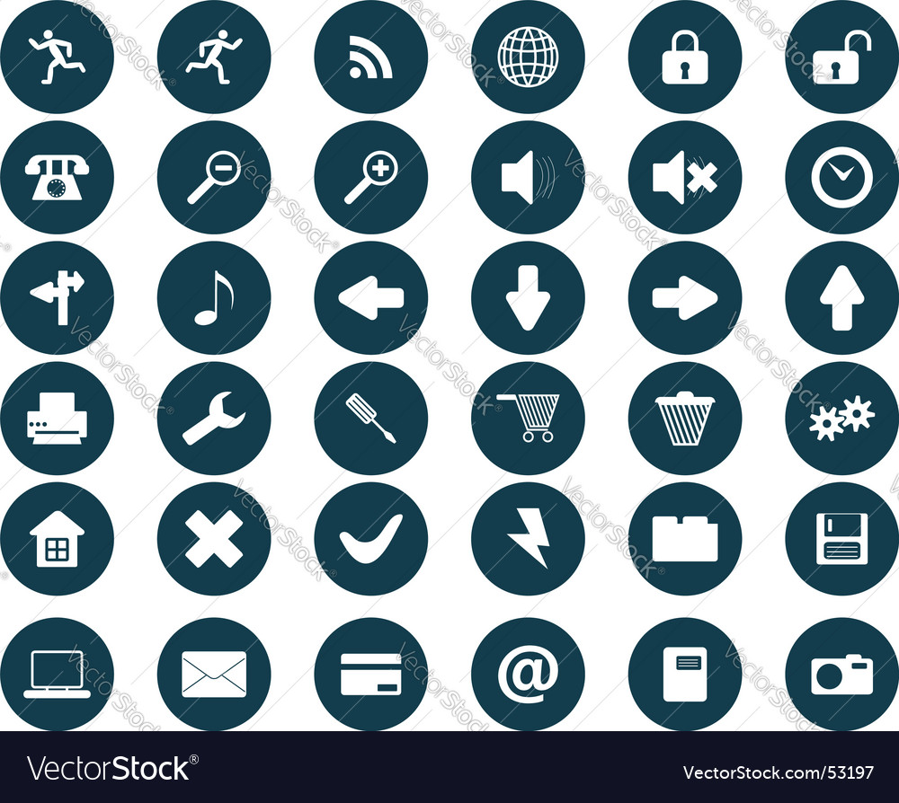 Round Icons Set Royalty Free Vector Image Vectorstock