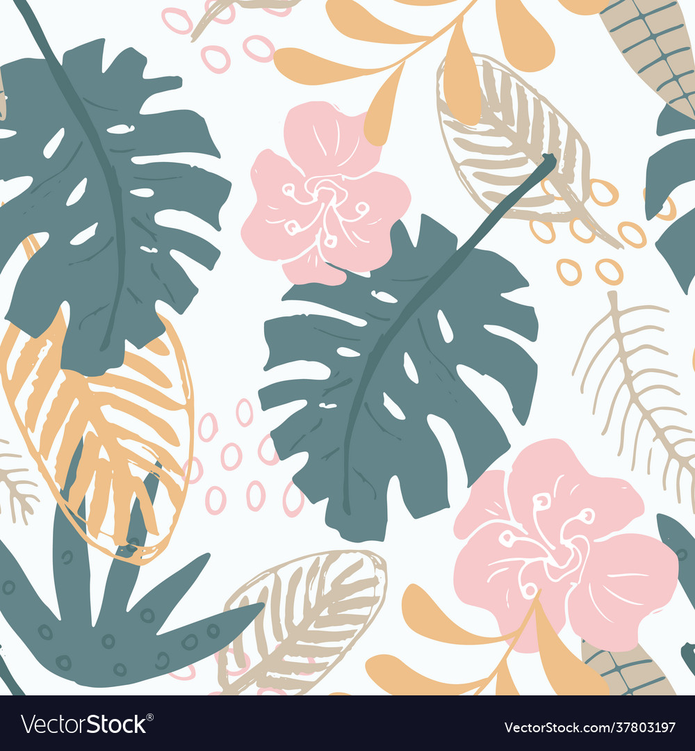 Tropical plants seamless pattern exotic natural Vector Image