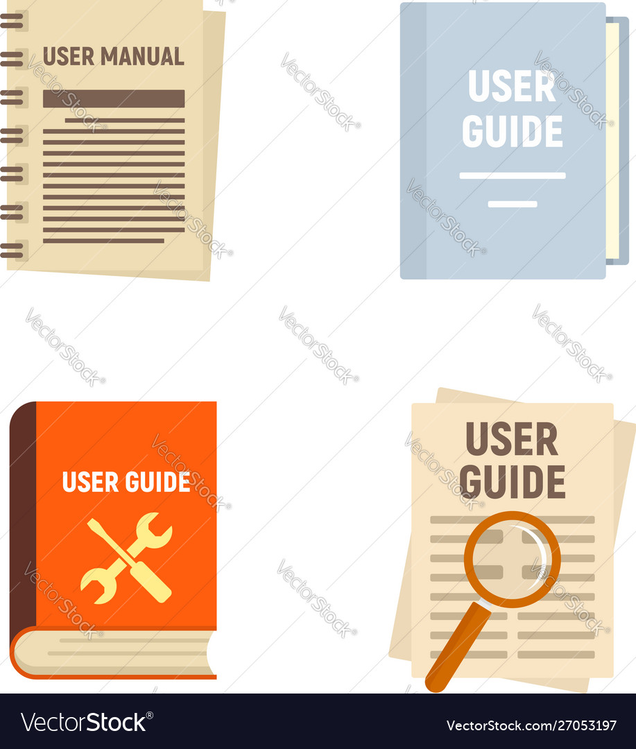 User guide icons set flat style Royalty Free Vector Image