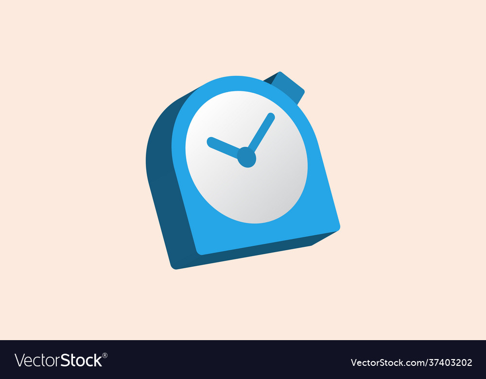 3d clock icon on blue background