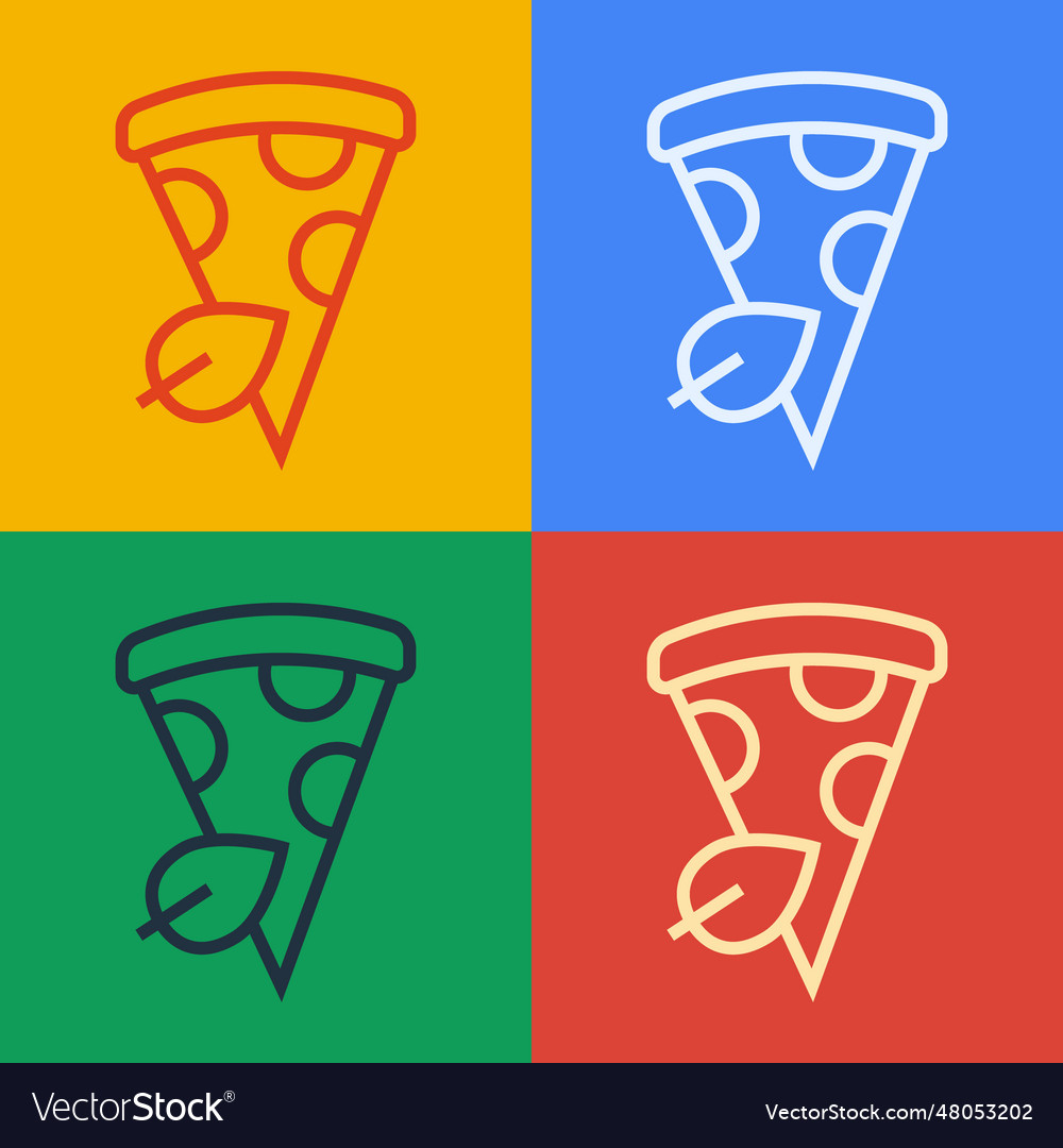 Pop art line vegan pizza slice icon isolated Vector Image