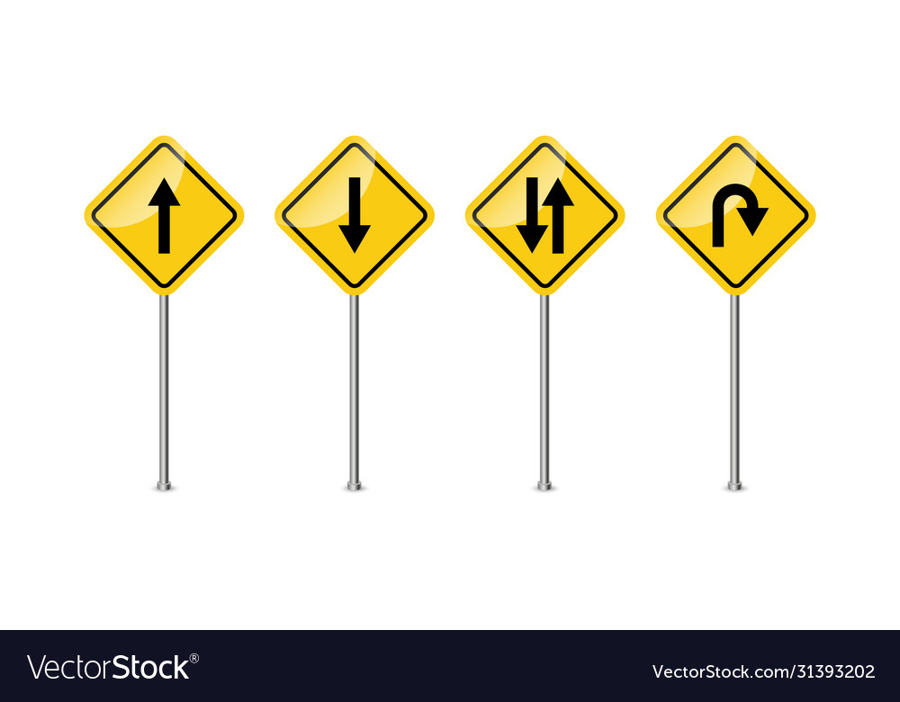 Road sign warning curves and turns Royalty Free Vector Image