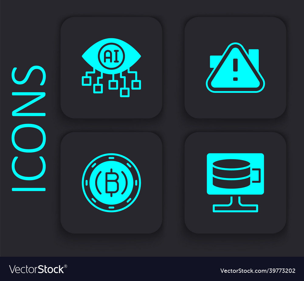 Set cloud database computer vision exclamation Vector Image