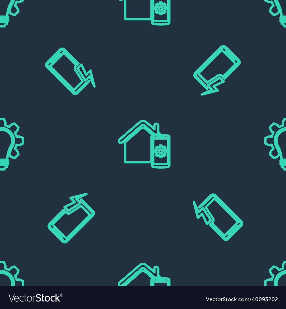 Set line smart home remote control system mobile Vector Image