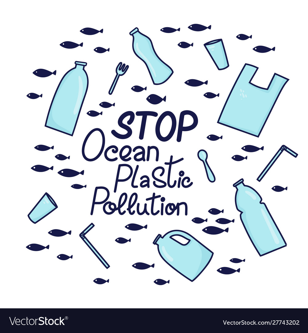 Stop ocean plastic pollution Royalty Free Vector Image