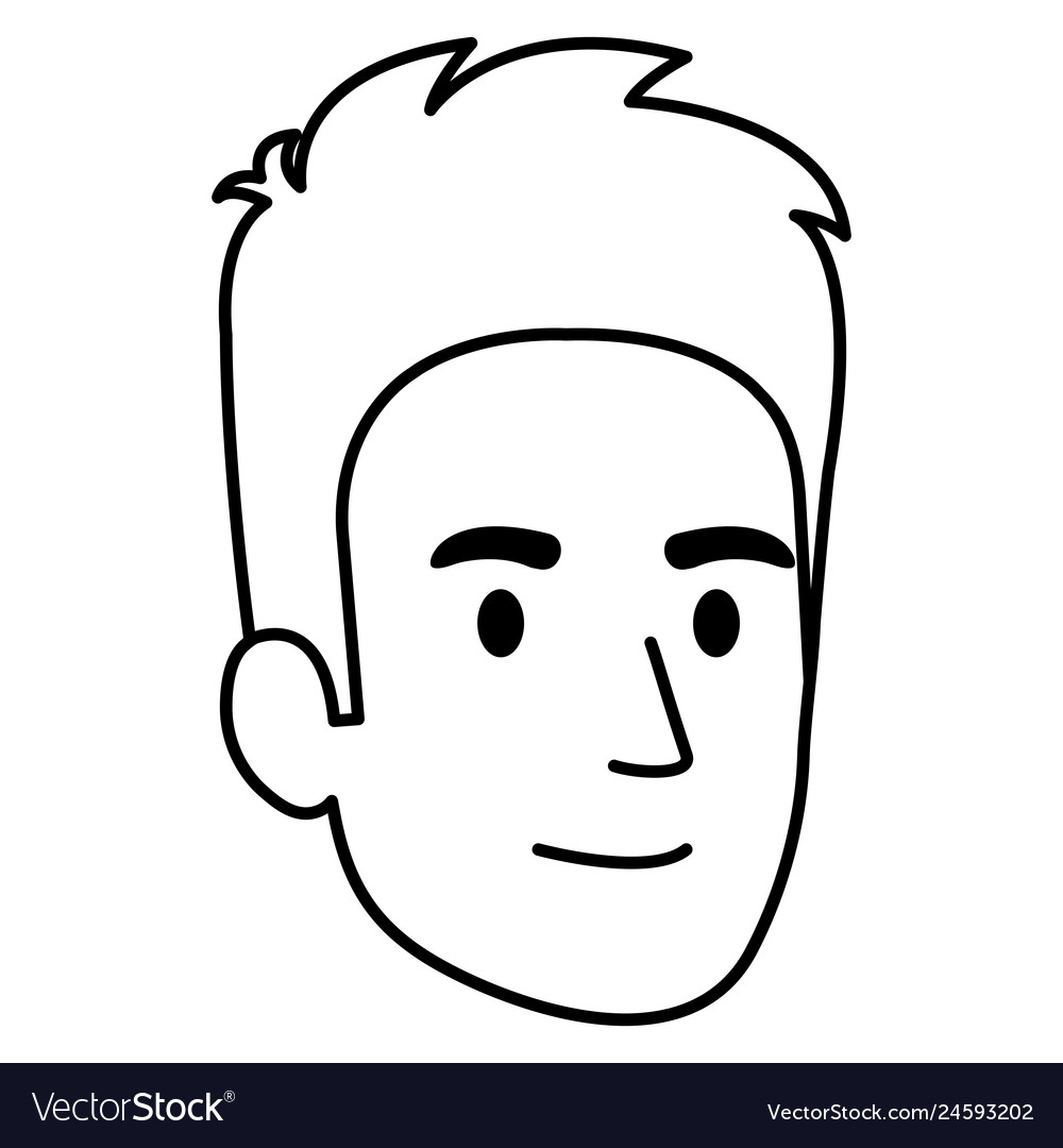 Young man head avatar character Royalty Free Vector Image