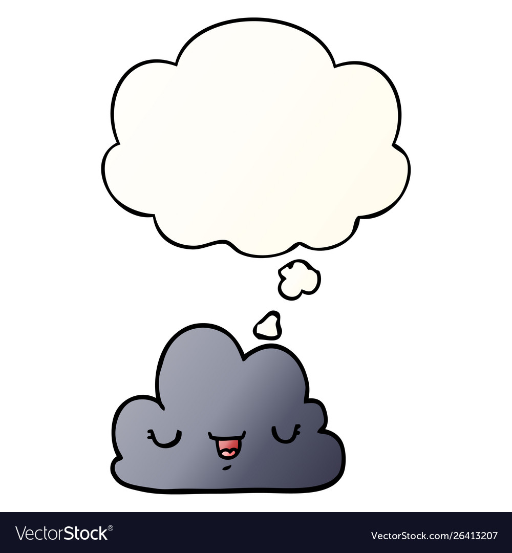 Cute cartoon cloud and thought bubble in smooth Vector Image