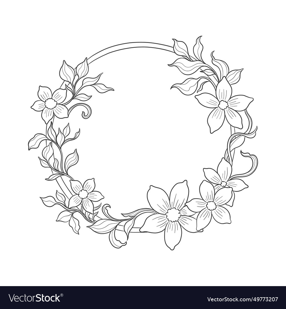 Floral wreath plant in art nouveau 1920-1930 hand Vector Image