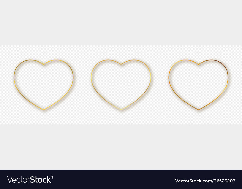 Gold glowing heart shape frame