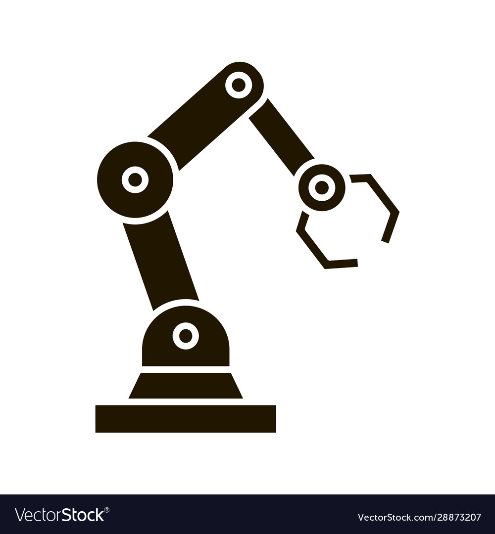 Industrial robotic arm glyph icon Royalty Free Vector Image