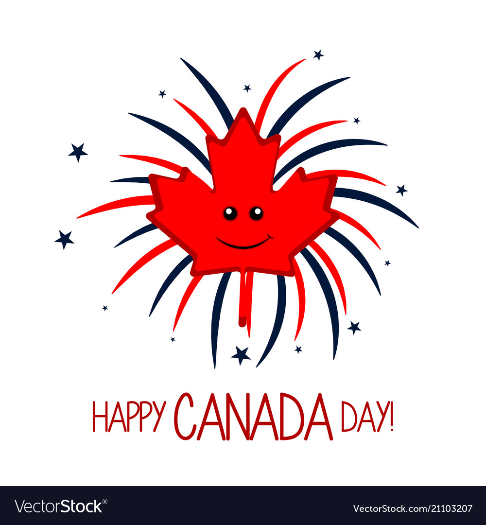 Maple leaf and firework explosions canada day Vector Image
