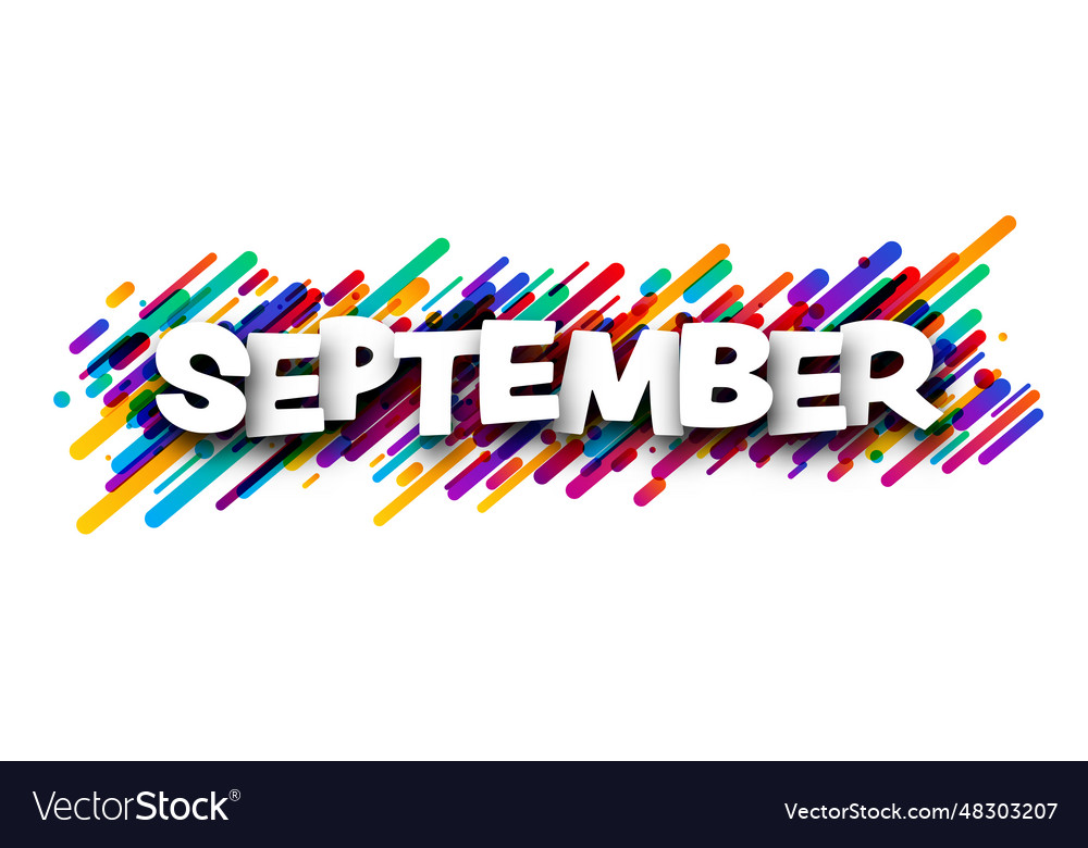 September word over colorful brush strokes Vector Image