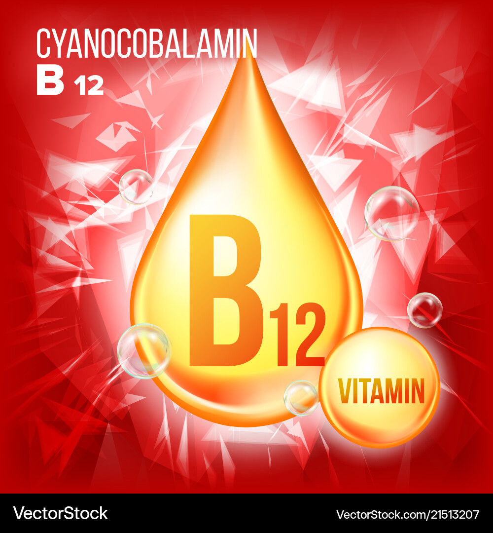 Vitamin b12 cyanocobalamin gold Royalty Free Vector Image