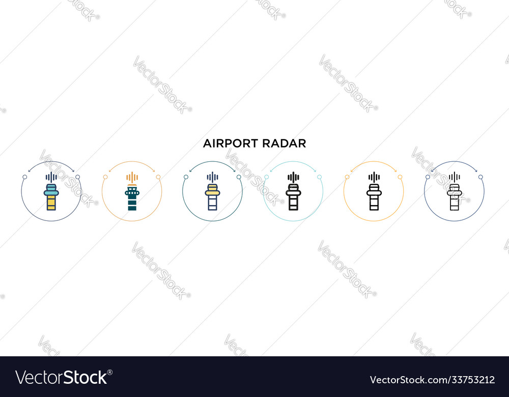 Airport radar icon in filled thin line outline