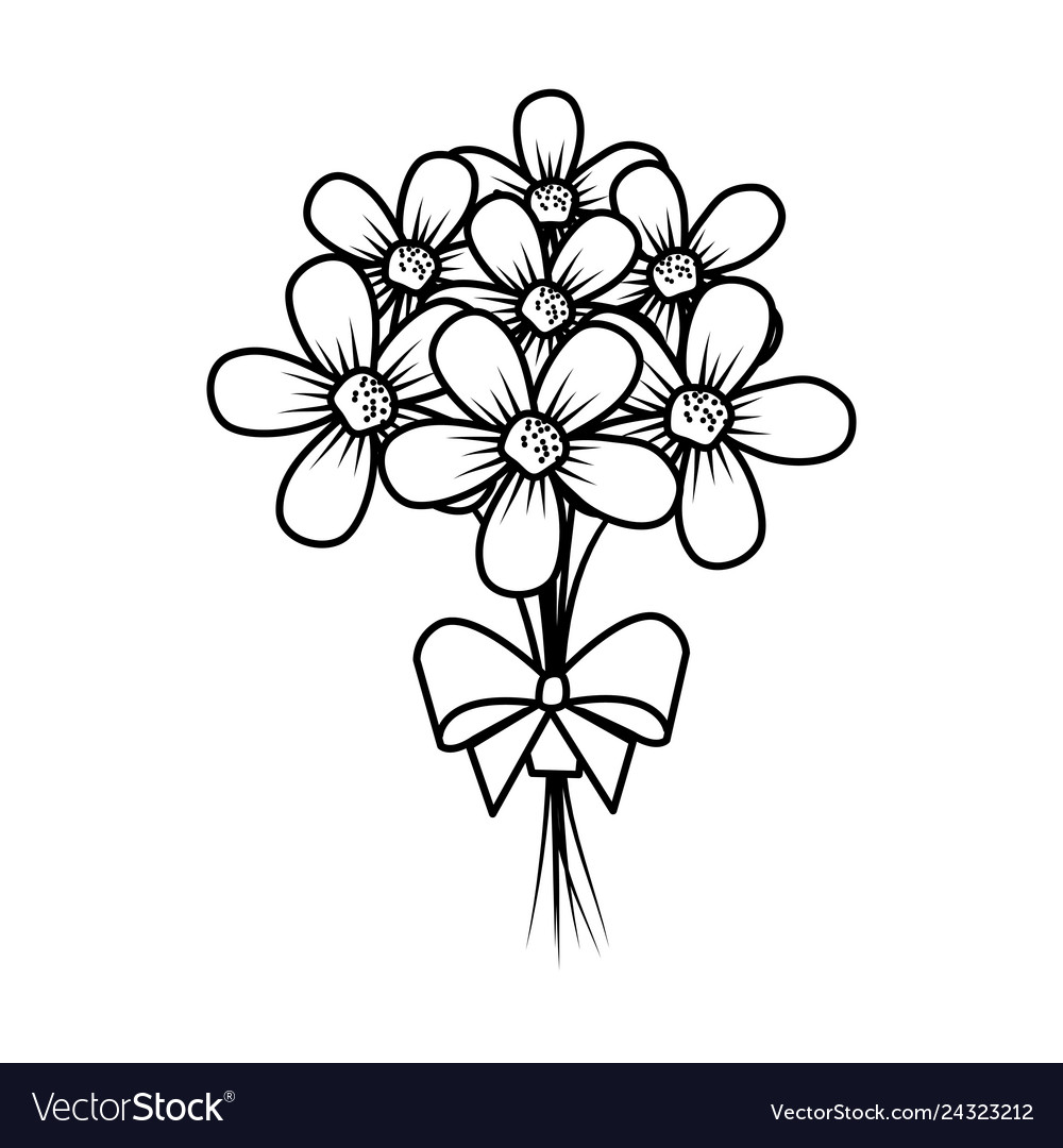 Beautiful flowers bouquet with bowtie Royalty Free Vector