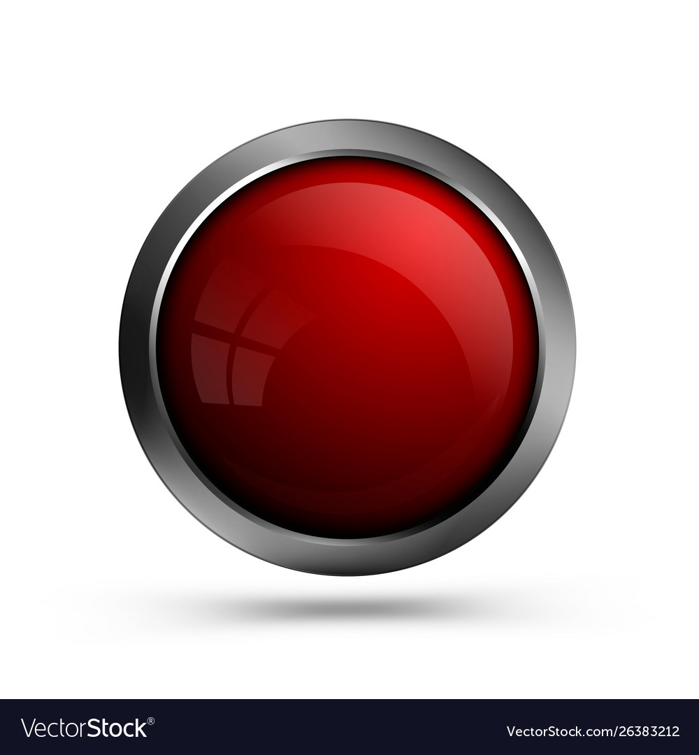 Glass red button for web design Royalty Free Vector Image