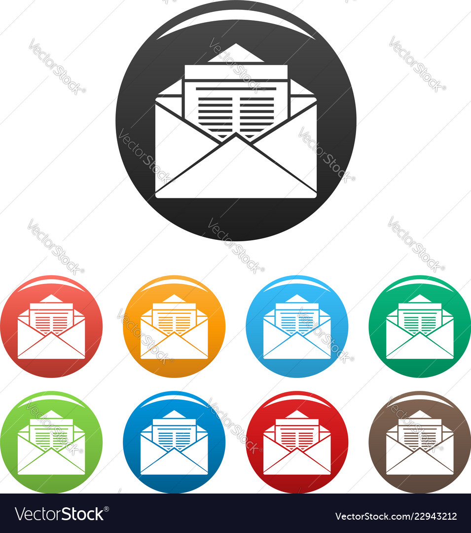 Mail icons set color Royalty Free Vector Image