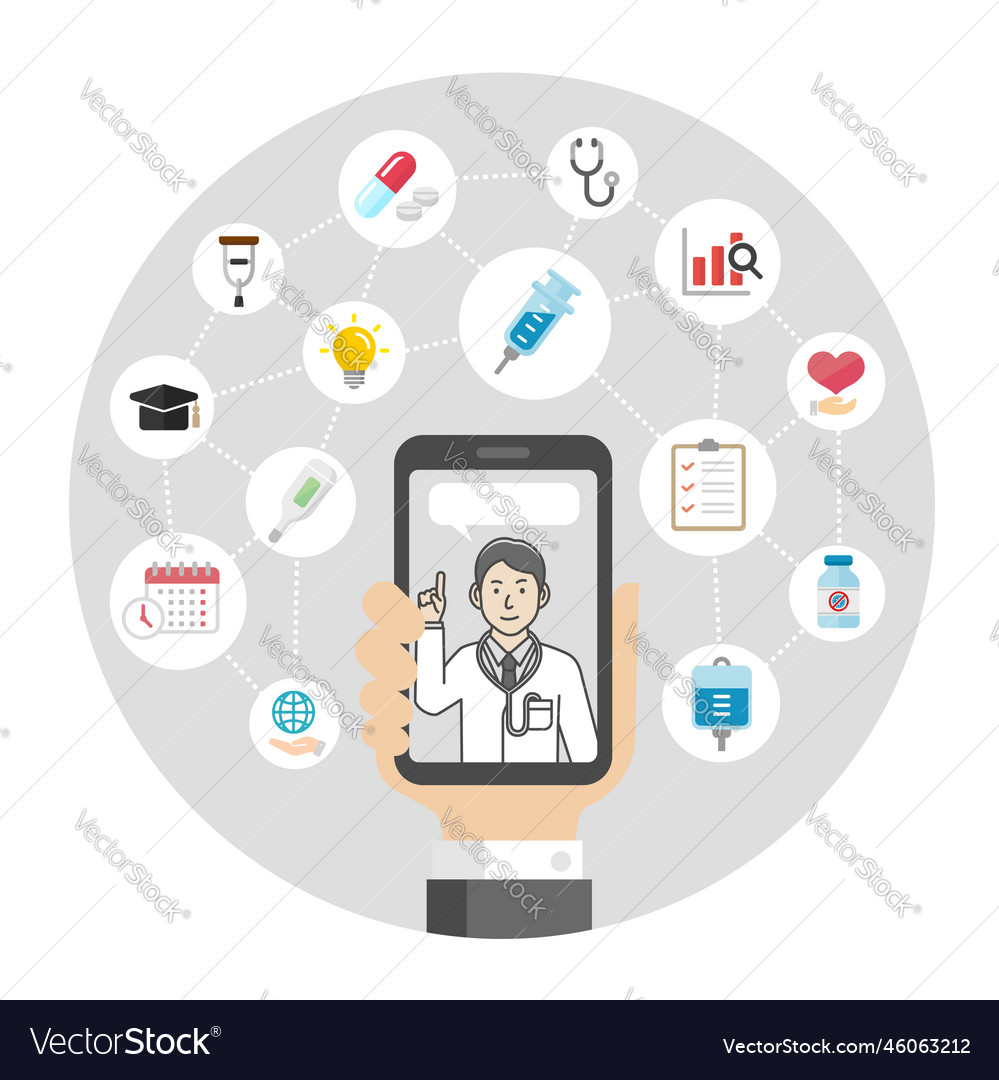 Telemedicine telehealth concept banner round type