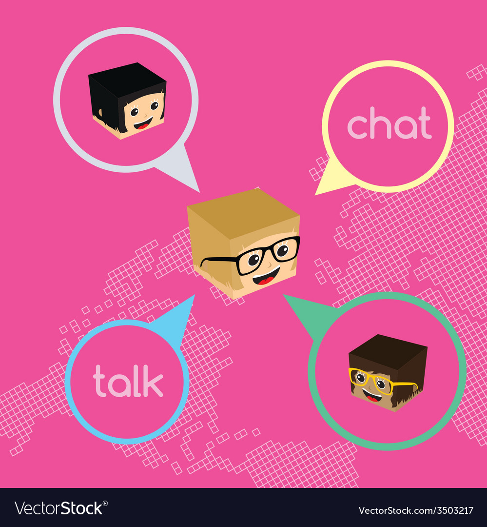 Block isometric cartoon chat Royalty Free Vector Image