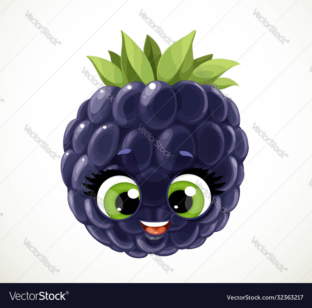 Cute little cartoon emoji blackberry isolated on Vector Image