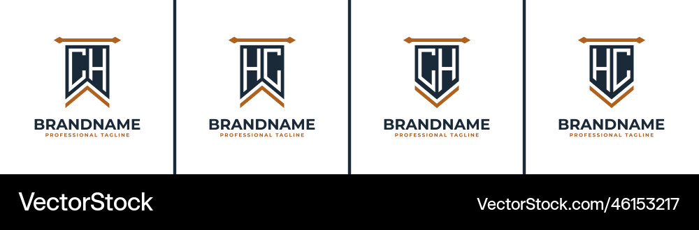 Letter ch and hc pennant flag logo set represent Vector Image