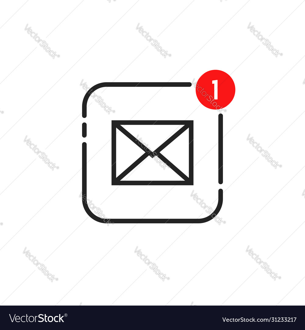 Linear one notification in full mailbox Royalty Free Vector