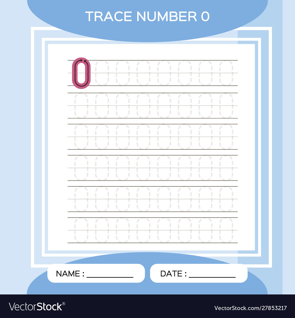 Trace number 0 zero children educational game