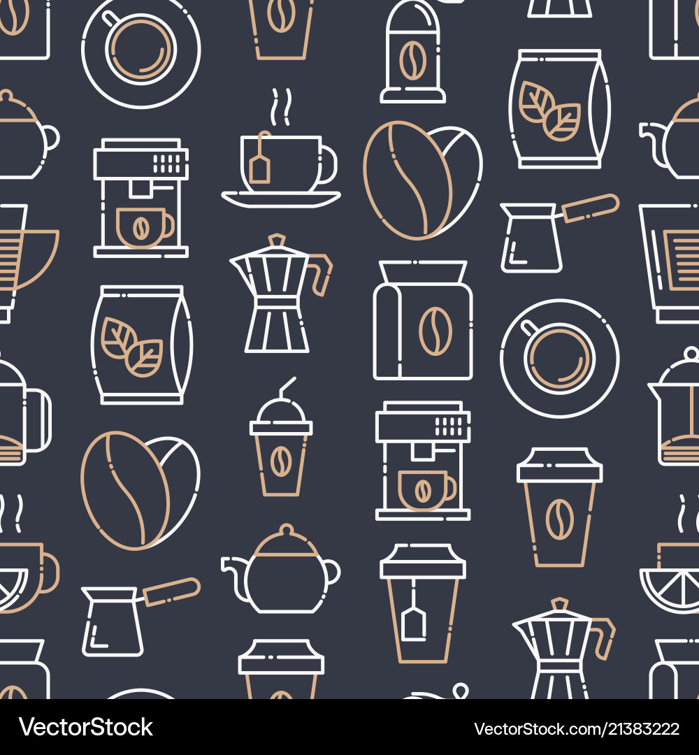Coffee and tea seamless pattern Royalty Free Vector Image