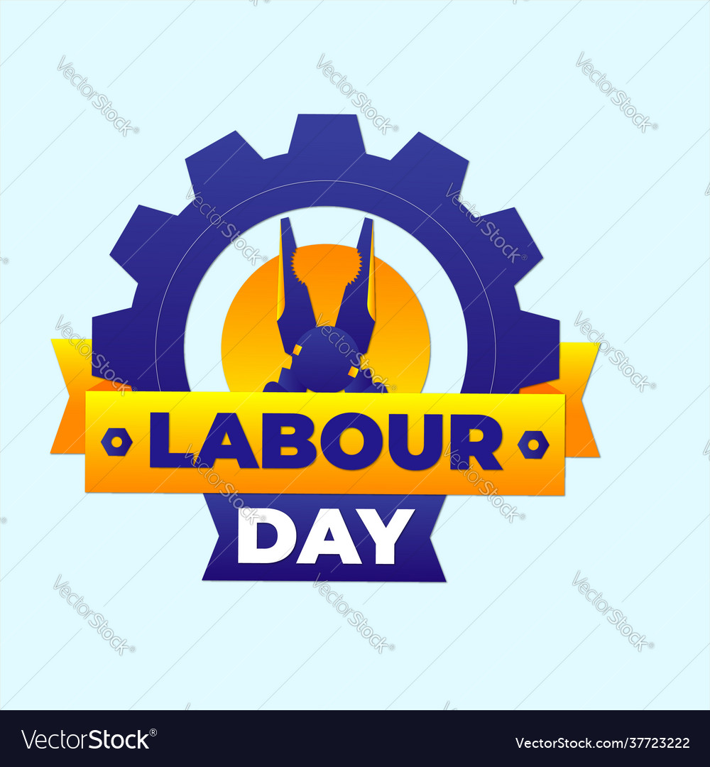 Labour day label 3d design