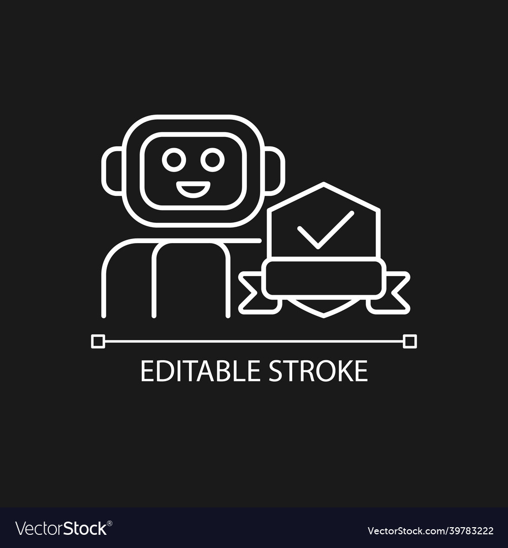 Security robot white linear icon for dark theme Vector Image