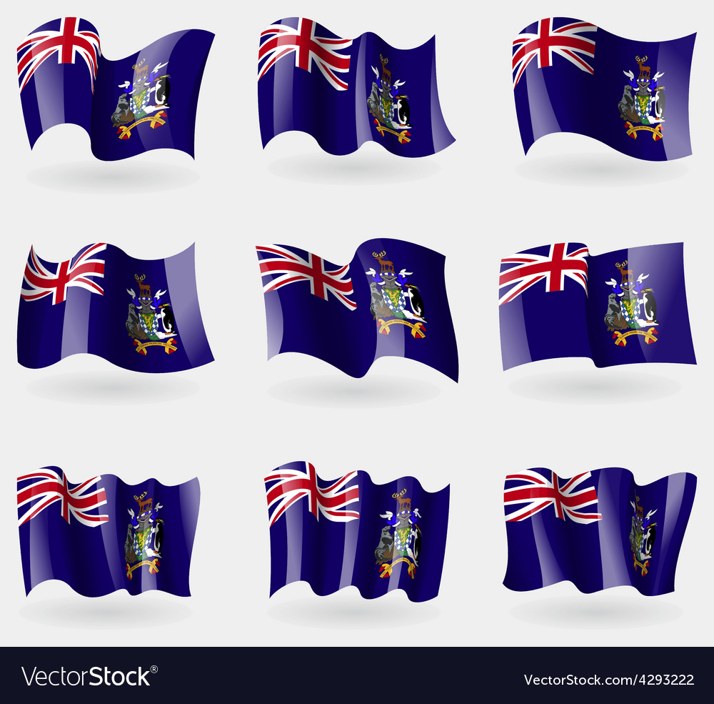 Set of georgia and sandwich flags in the air