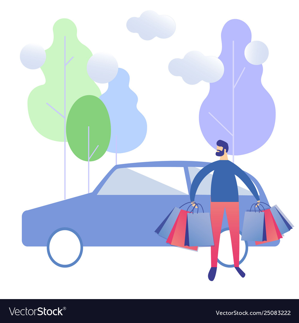 Shopping weekend man shop mall car sharing banner