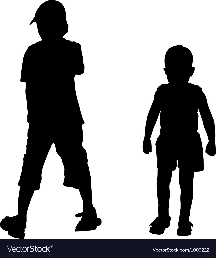 Silhouettes two boys Royalty Free Vector Image