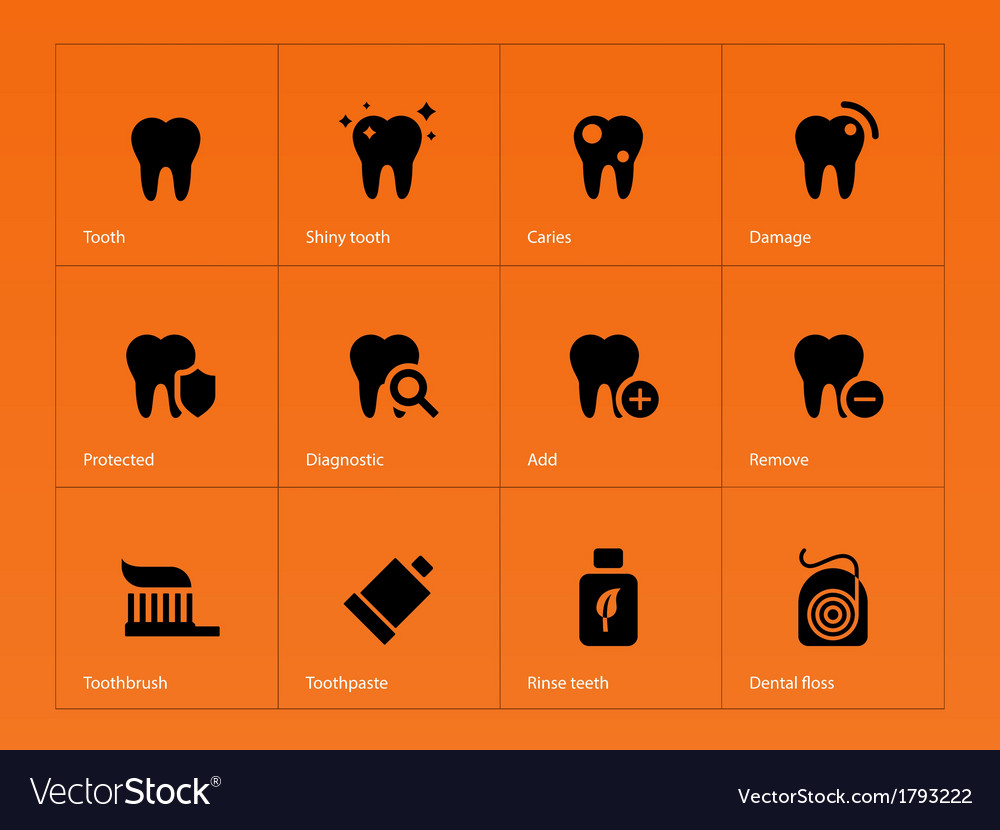 Teeth icons on orange background