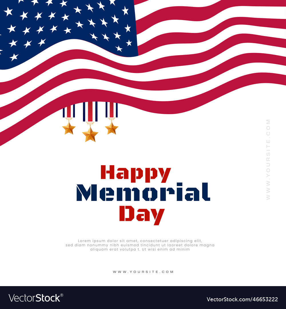 Usa flag memorial day white color background new Vector Image