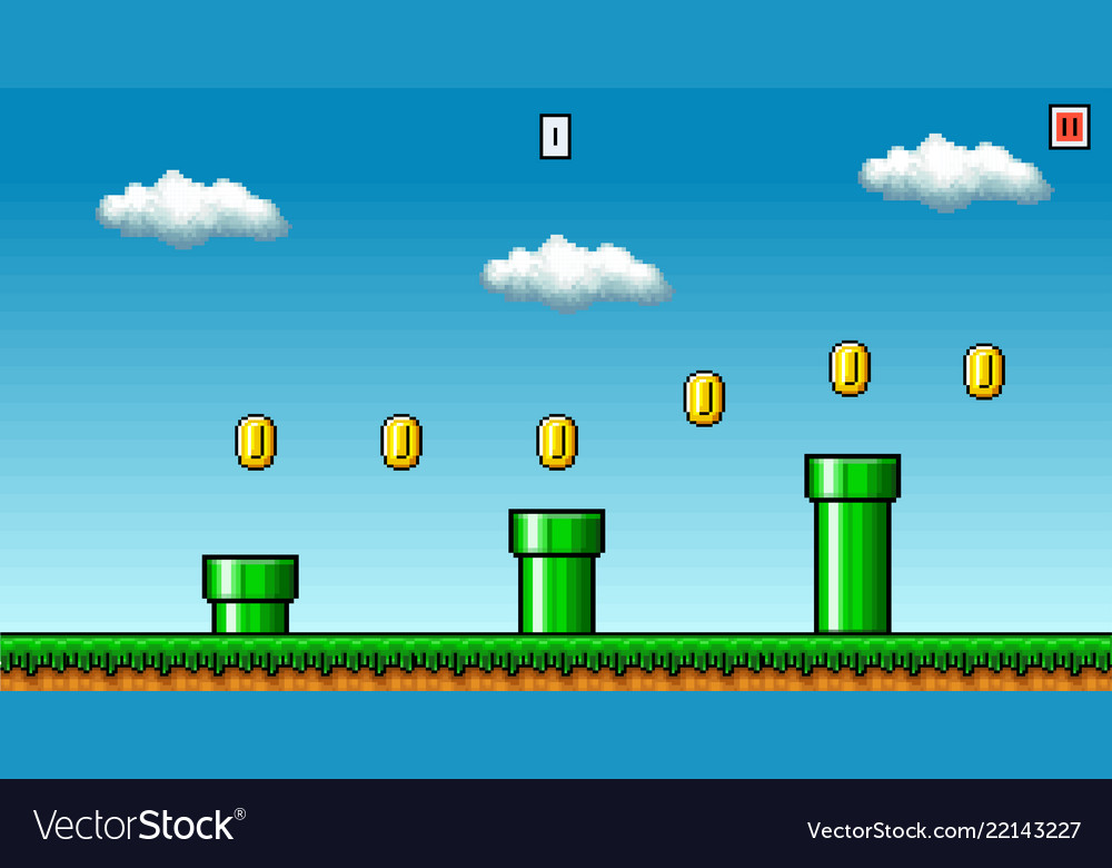 Download 8 bit pixel art platformer game asset Royalty Free Vector