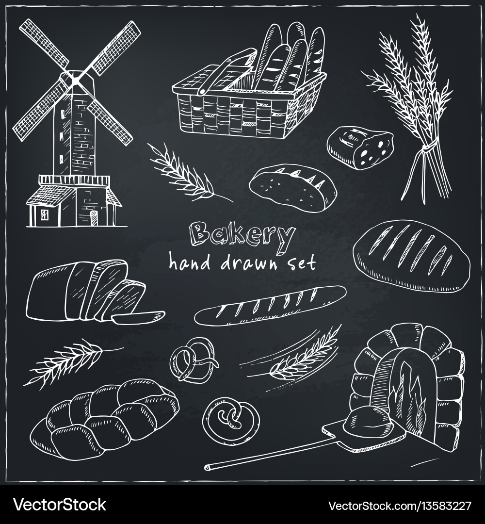 Bread hand drawn set Royalty Free Vector Image
