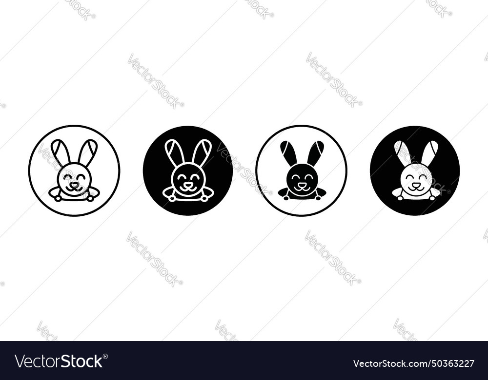 Bunny in hole icon set rabbit inside Royalty Free Vector