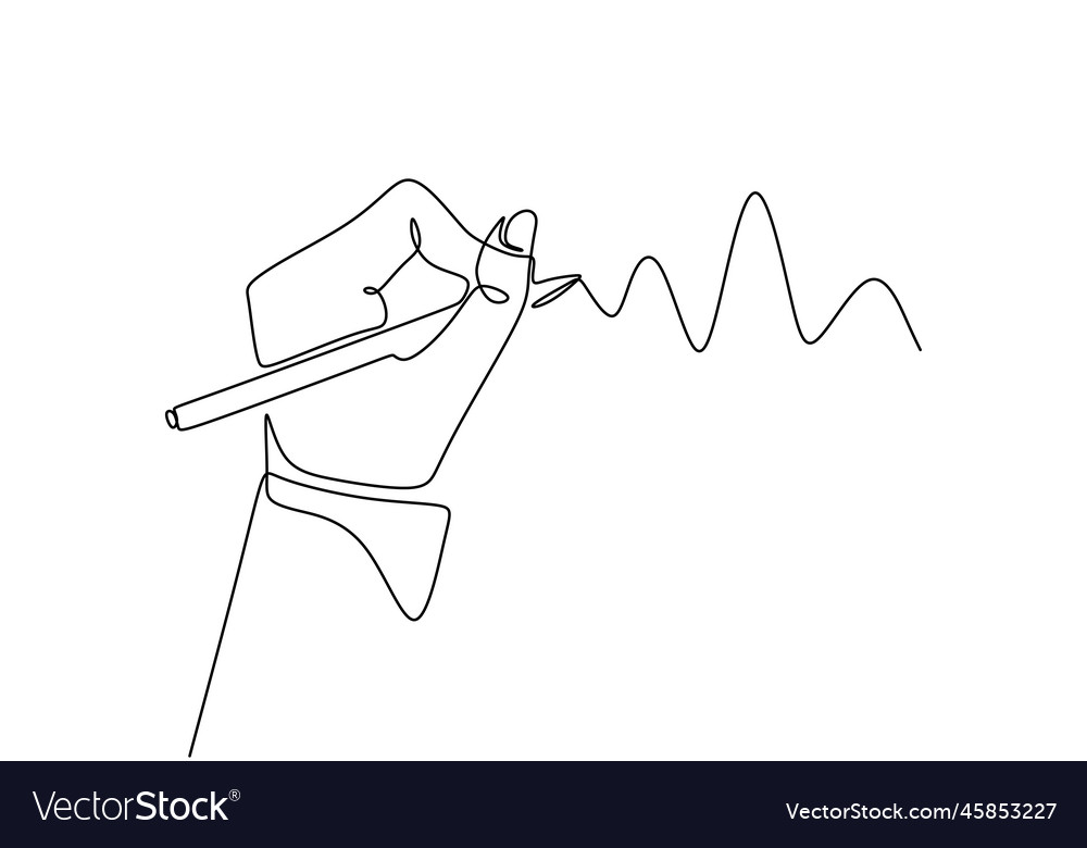 Continuous Line Drawing Of Hands Writing Letter Vector Image 9211